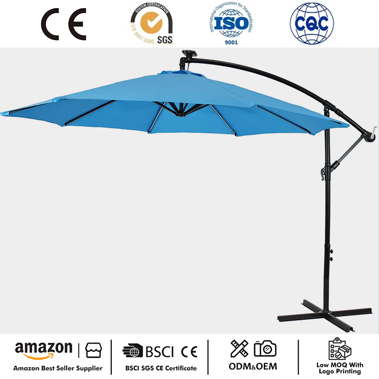 10FT LED الشمسية معلقة فناء السوق مظلة